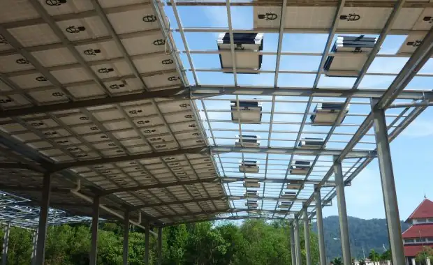 Underside of the Gong Samak solar structure during construction